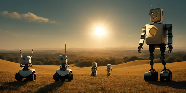 00114-3055396391-robots on a hill looking for the sun where gandalf is coming with horses.png